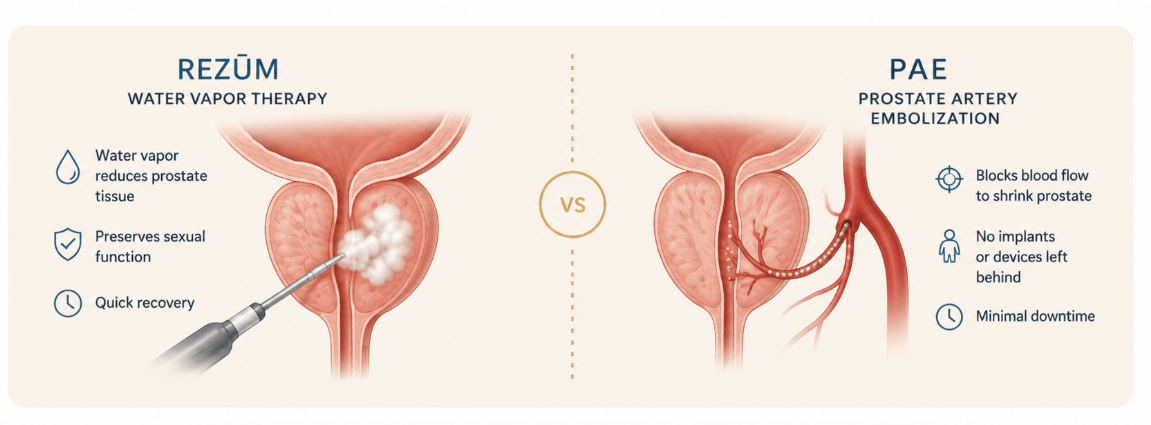 Comparing Rezūm and PAE treatments for BPH