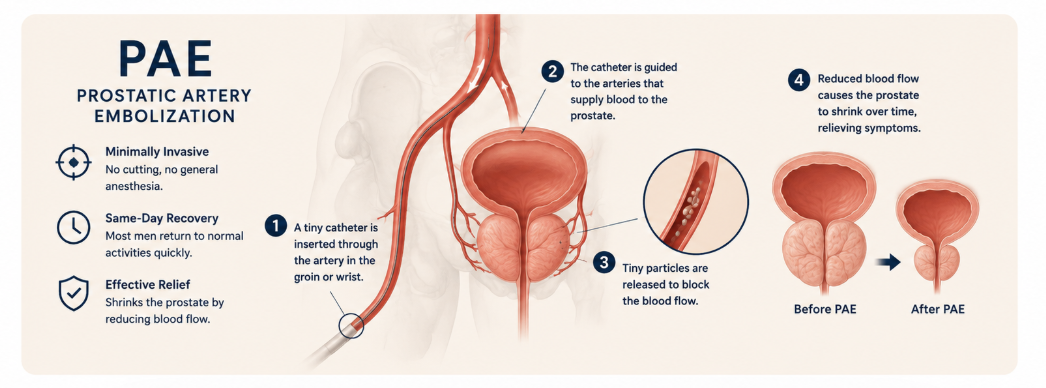Prostatic artery embolization (PAE) treatment for BPH
